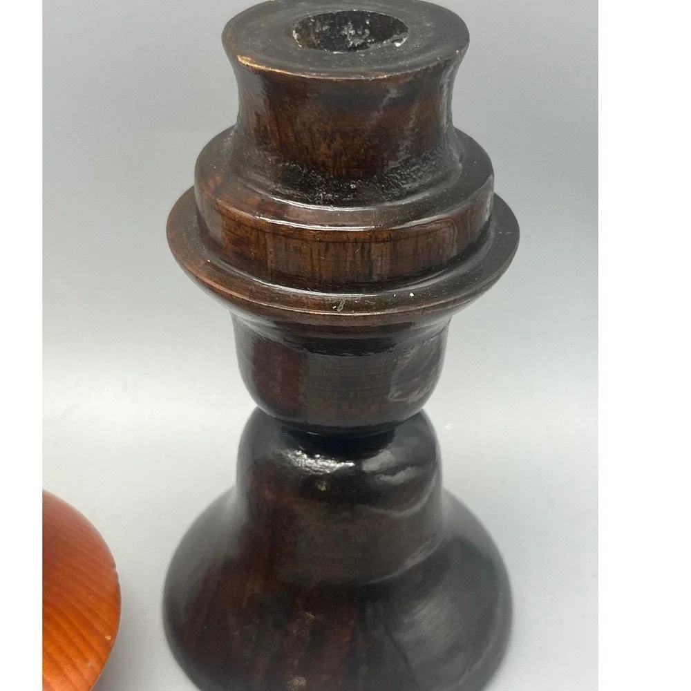 Vintage Mid Century Modern Wood Candlestick Holders set of‎ Three MCM Decor